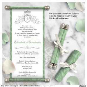 Sage Green Once Upon a Time DIY Scroll Invitations