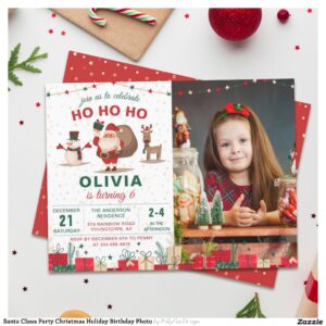 Santa Claus Party Christmas Holiday Birthday Photo Invitation