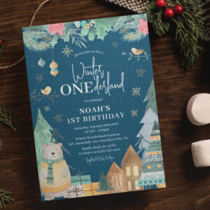 Scandinavian 'Winter Onederland' 1st Birthday Invitation