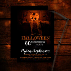 Scary Pumpkin Halloween 60th Birthday Party Invitation