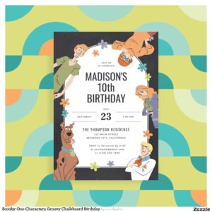 Scooby-Doo Characters Groovy Chalkboard Birthday Invitation