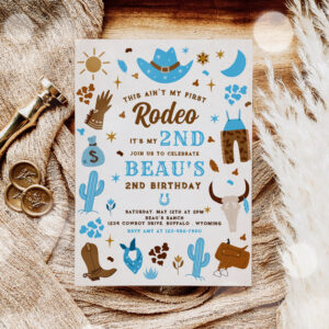 Second Rodeo Cowboy Wild West Birthday Party Invitation
