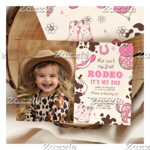 Second Rodeo Cowgirl Western birthday party photo Invitation