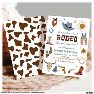 Second Rodeo Western Cowboy 2nd Birthday Invitatio Invitation