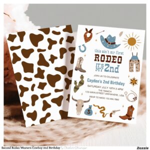 Second Rodeo Western Cowboy 2nd Birthday Invitation