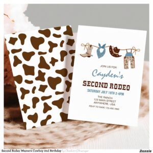 Second Rodeo Western Cowboy 2nd Birthday Invitation