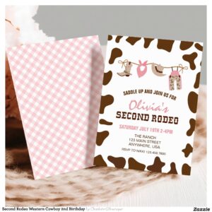 Second Rodeo Western Cowboy 2nd Birthday Invitation