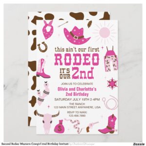 Second Rodeo Western Cowgirl 2nd Birthday Invitati Invitation