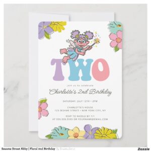 Sesame Street Abby Floral 2nd Birthday Invitation