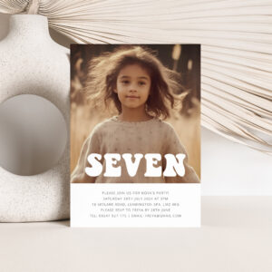 Seven - Groovy Photo Birthday Invitation