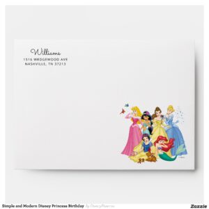 Simple and Modern Disney Princess Birthday Envelope