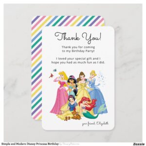 Simple and Modern Disney Princess Birthday Invitation