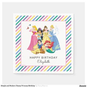 Simple and Modern Disney Princess Birthday Napkins