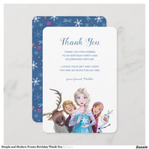 Simple and Modern Frozen Birthday Thank You Invitation
