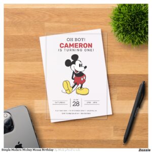 Simple Modern Mickey Mouse Birthday Acrylic Invitations