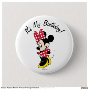 Simple Modern Minnie Mouse Birthday Invitation Button
