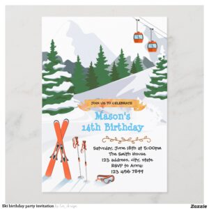 Ski birthday party invitation