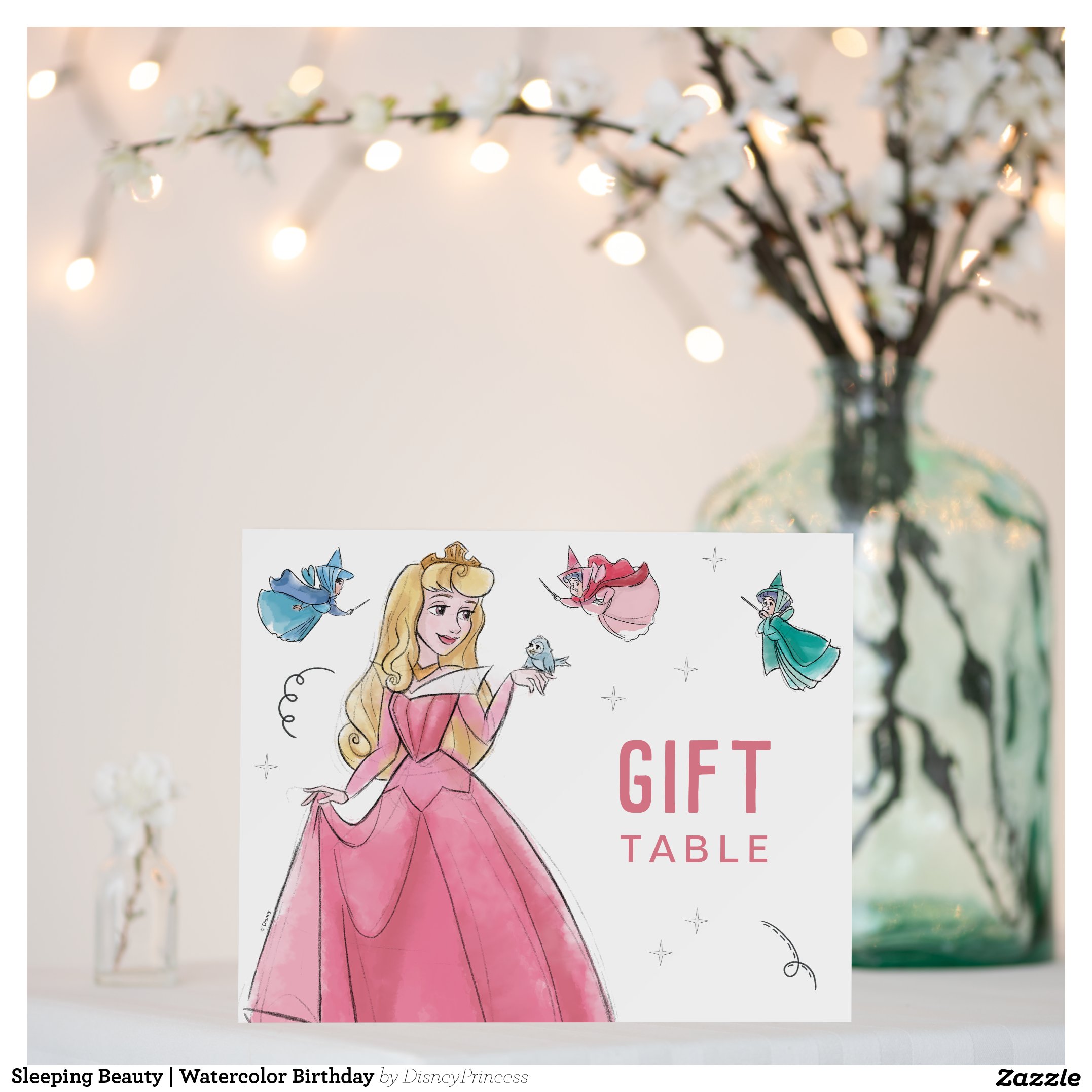 Sleeping Beauty Watercolor Birthday Foam Board