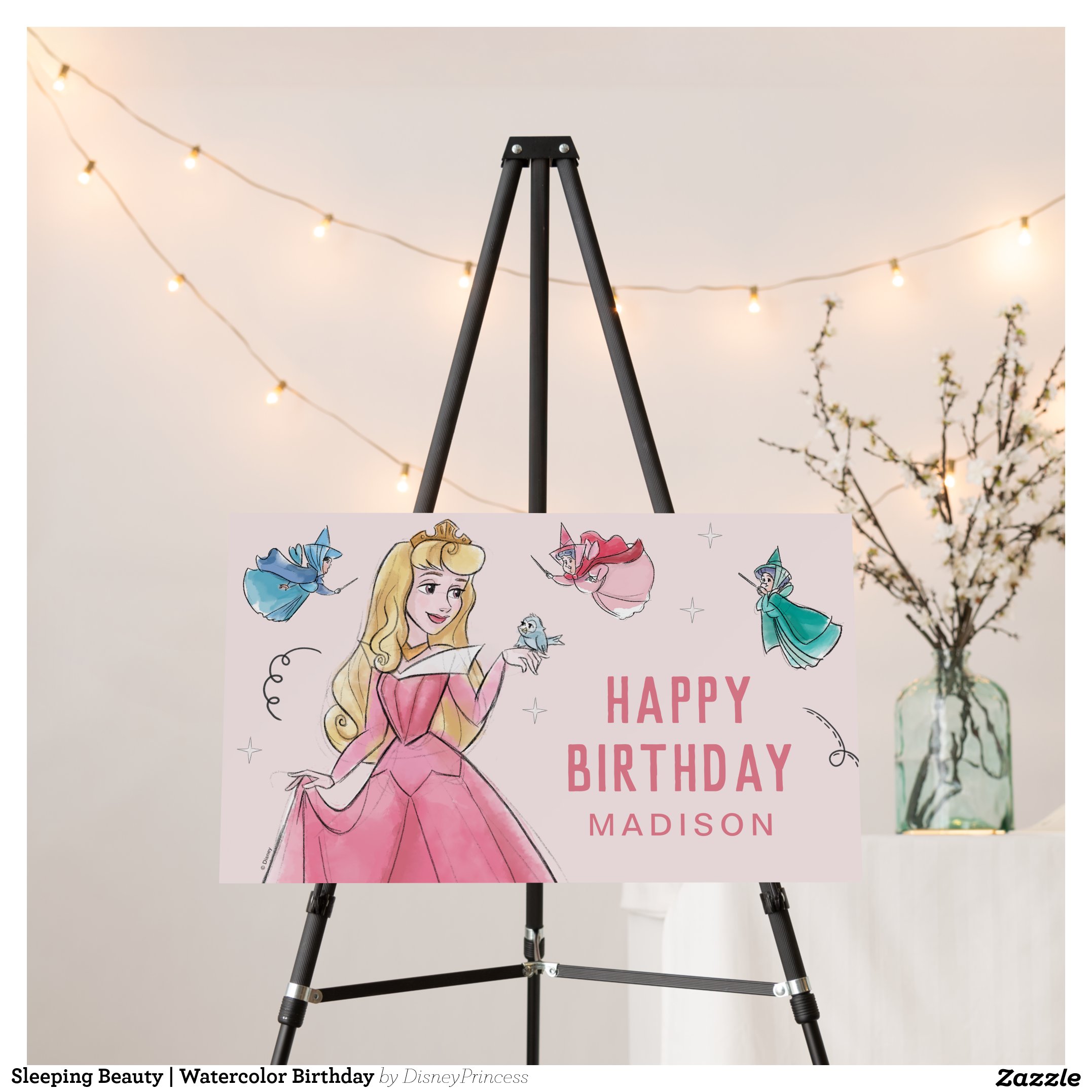Sleeping Beauty Watercolor Birthday Foam Board