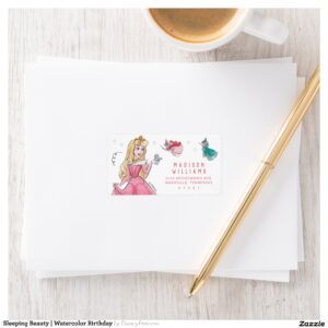 Sleeping Beauty Watercolor Birthday Label