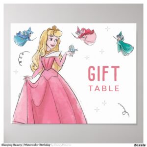 Sleeping Beauty Watercolor Birthday Poster
