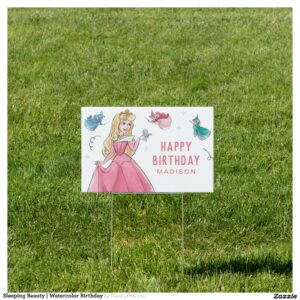 Sleeping Beauty Watercolor Birthday Sign