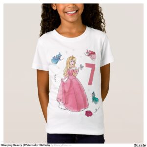 Sleeping Beauty Watercolor Birthday T-Shirt