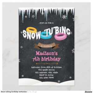 Snow tubing birthday invitation