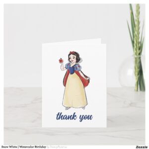 Snow White Watercolor Birthday Thank You Card