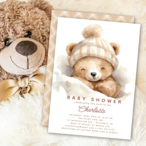 Snuggle Up Bear Baby Shower Invitation