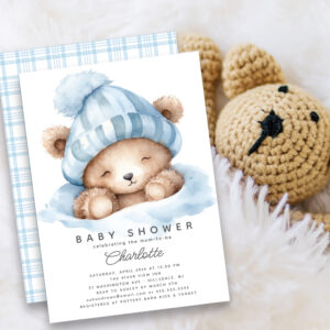 Snuggle Up Bear Baby Shower Invitation