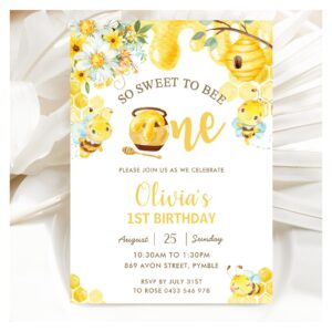 So Sweet To Be One Cute Bees 1st Birthday Invitation