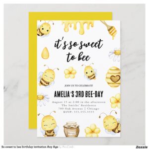 So sweet to bee birthday invitation Any Age