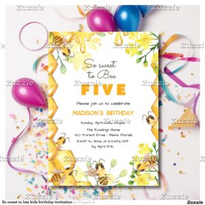 So sweet to bee kids birthday invitation