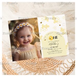 So sweet to Bee One 1st Bee day birthday photo Invitation