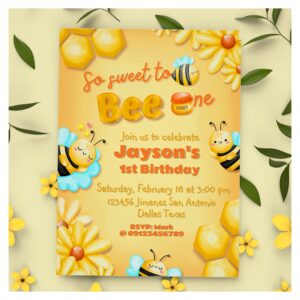 So Sweet to Bee One - 1st Birthday Invitation