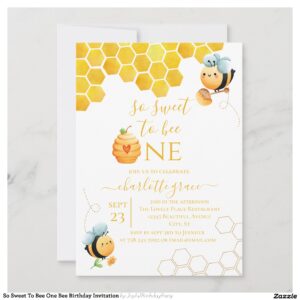 So Sweet To Bee One Bee Birthday Invitation
