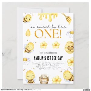 So sweet to bee one birthday invitation