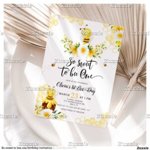 So sweet to bee one birthday invitation