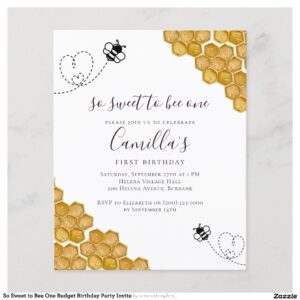 So Sweet to Bee One Budget Birthday Party Invite