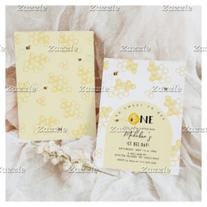 So sweet to bee one first bee day birthday invitation