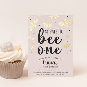 So Sweet To Bee One First Birthday Party Foil Foil Invitation