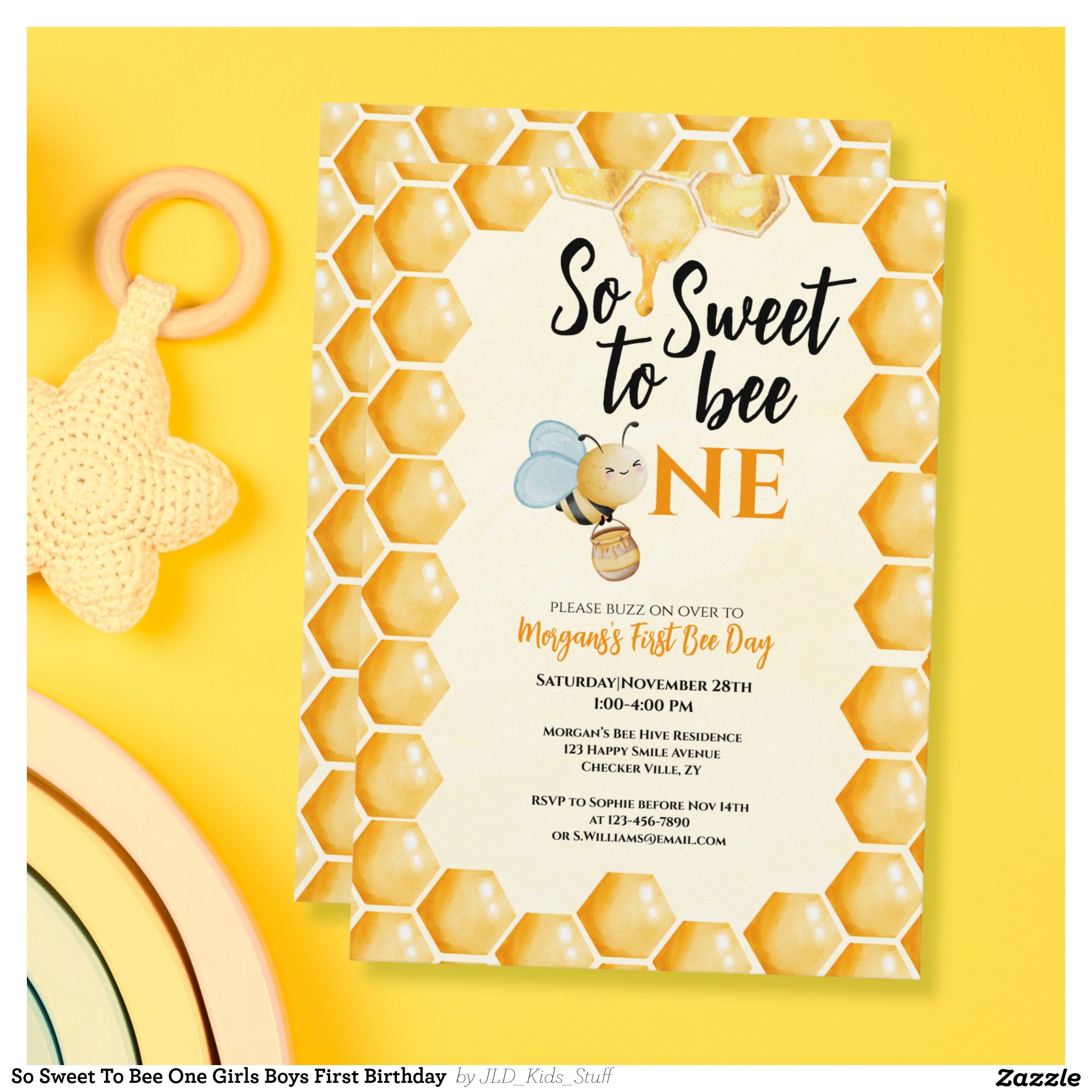 So Sweet To Bee One Girls Boys First Birthday Invitation