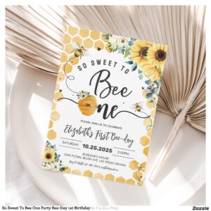 So Sweet To Bee One Party Bee-Day 1st Birthday Invitation