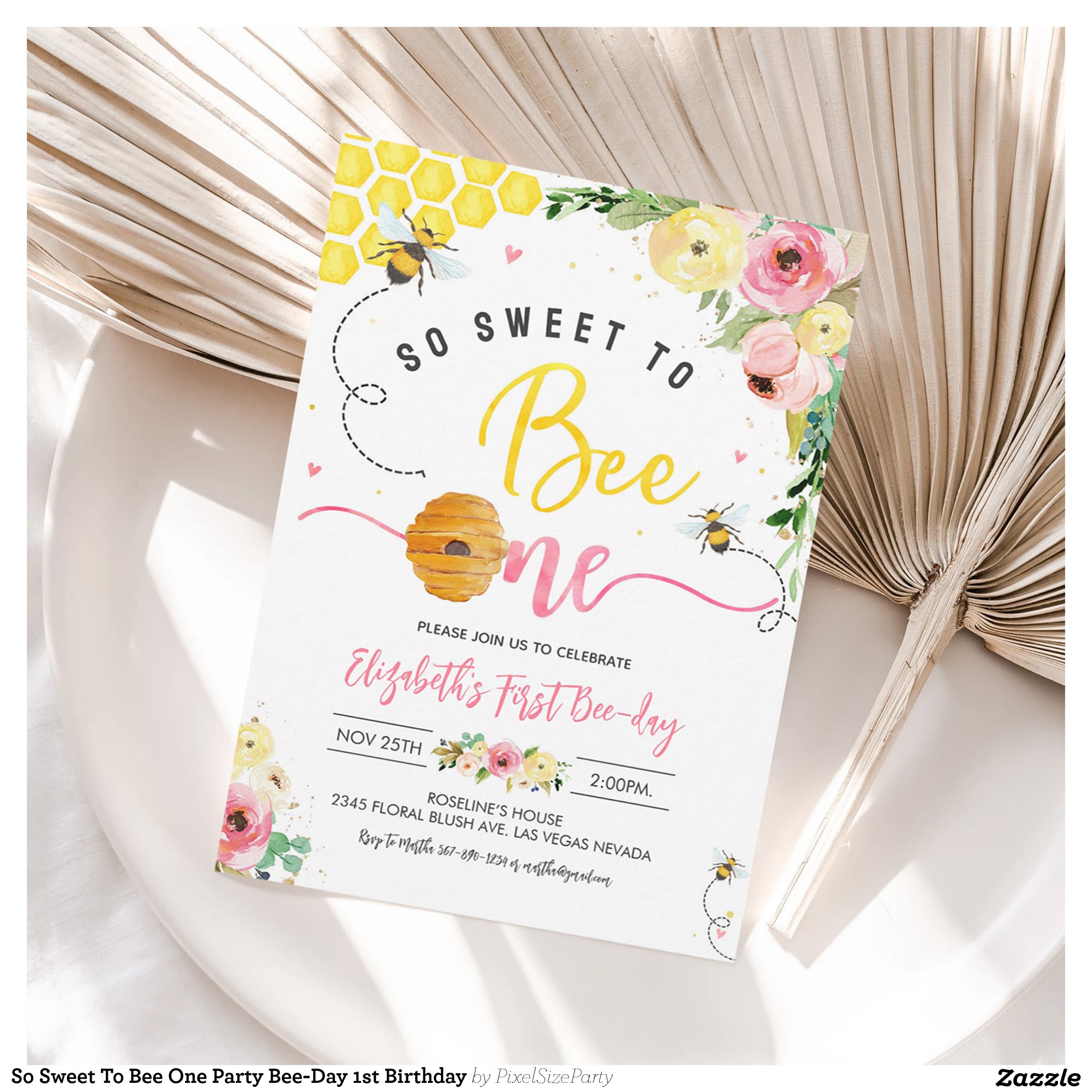 So Sweet To Bee One Party Bee-Day 1st Birthday Invitation
