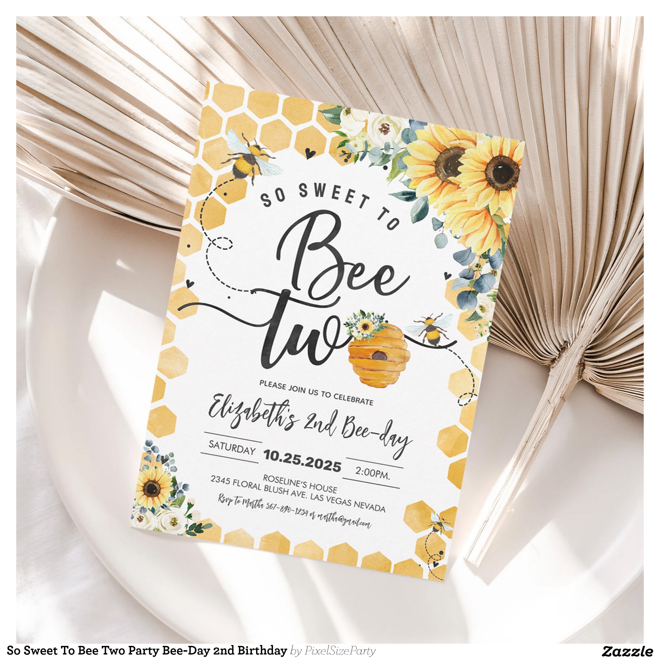 So Sweet To Bee Two Party Bee-Day 2nd Birthday Invitation