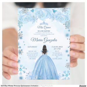 Soft Blue Winter Princess Quinceanera Invitation