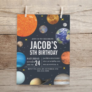 Solar System Space-themed Birthday Invitation