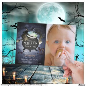 Something Wicked Brewing Halloween NT 1st Birthday Invitation
