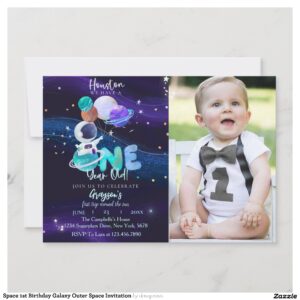 Space 1st Birthday Galaxy Outer Space Invitation